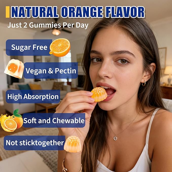 (2 Pack) Calcium Citrate with Vitamin D3 Gummies1200 Mg Calcium Supplements for Women and Men - Supports Bone Muscle &amp TeethHigh Absorption - Easy to DigestVeganOrange Flavor - 120 Count