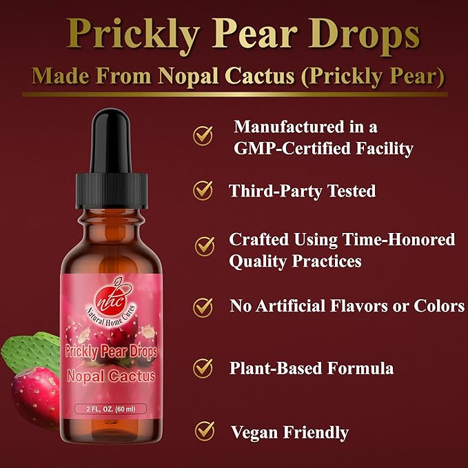 Prickly Pear Nopal Cactus Supplement - Liquid Concentrated Drops - Cactus Fruit Extract Tincture - Rich in Betalains Potent &amp Bioavailable - No Additives - 2 oz (Pack of 1)