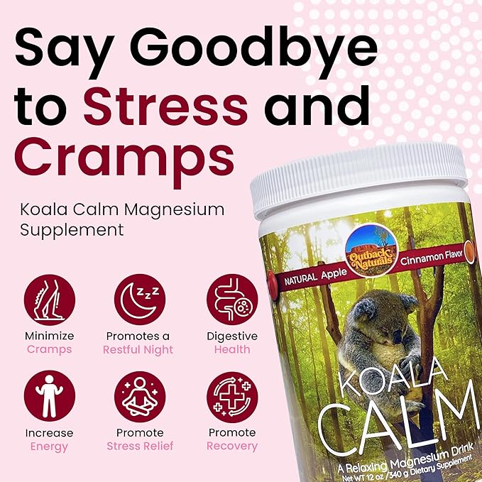 Calm Magnesium Powder - 400mg Magnesium Citrate Drink Mix for Relaxation Sleep Support &amp Muscle Relief Apple Cinnamon Flavor