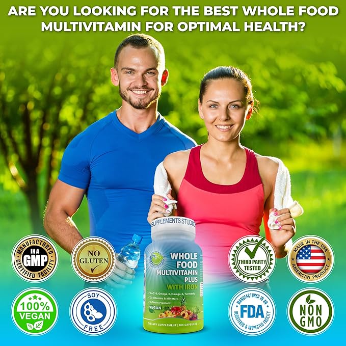 Antioxidant &amp Immune Support Bundle with Organic Whole Foods – Vegan Whole Food Multivitamin with Iron + Liposomal Vitamin C 1500mg &amp Liposomal Glutathione 500mg – Vegan Clean Daily Wellness