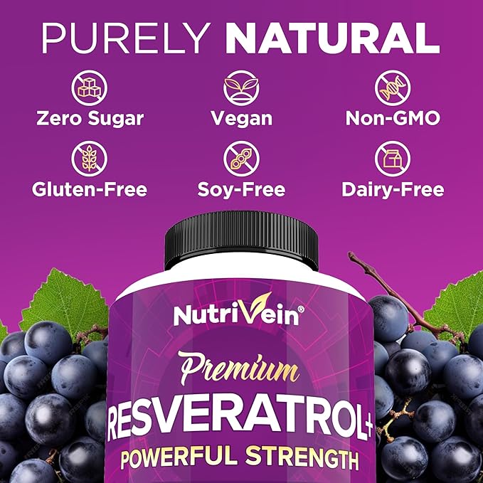 Nutrivein Premium Magnesium L-Threonate &amp Resveratrol Supplement Bundle: High-Absorption Magnesium Threonate and Resveratrol Capsules for Repair Defenses &amp Vitality