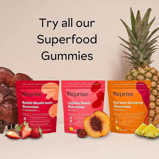Reprise Goji Berry Superfood Gummies - All-Natural Antioxidant Digestion 240 mg Full-Potency Low-Sugar Vegan 45 Blueberry Flavored Gummies (Pack of 1)