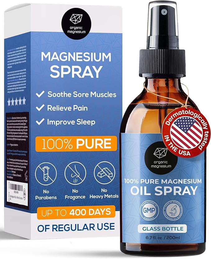 Organic Organic Magnesium Topical Magnesium Oil Spray from Ancient Zechstein - Pure Formula for Feet and Sleep with 105mg Strength - Sore Muscle Relief and Natural Relaxation for Daily Recovery