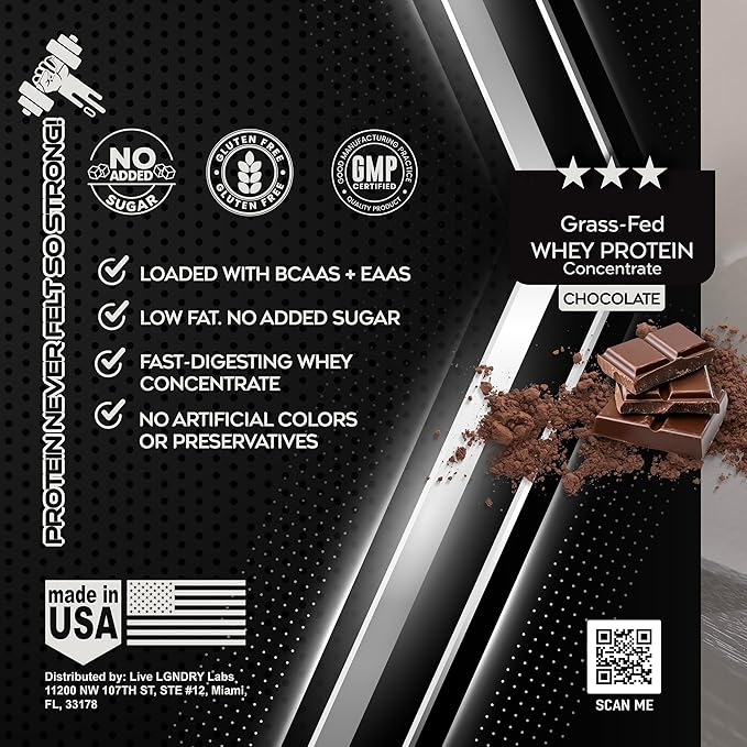 Grass-Fed Chocolate Whey Protein Powder | Organic Non GMO No Soy and Gluten Free - 27 Servings | NSF Certified for Sport (Chocolate)