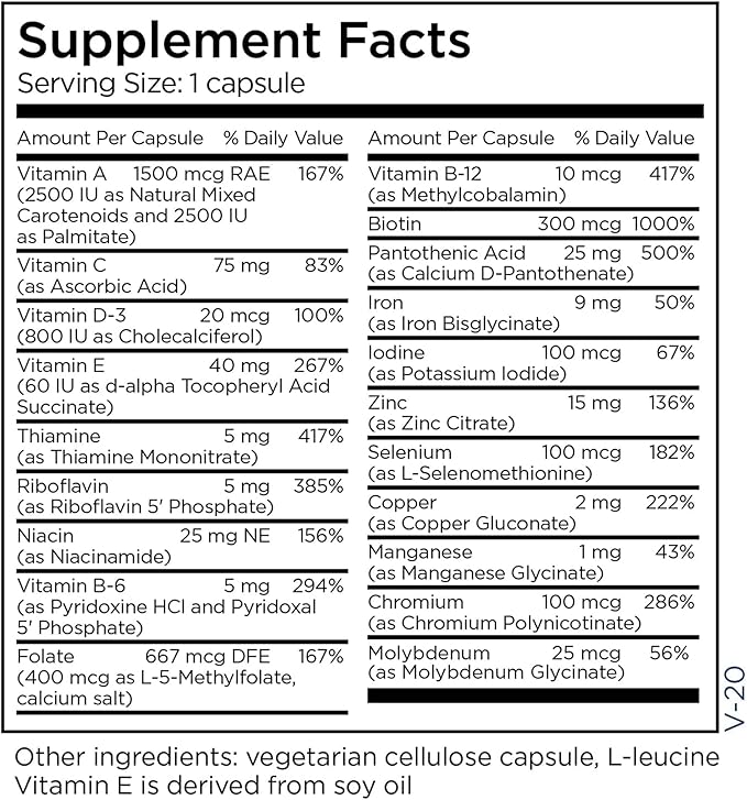 Metabolic Maintenance Little One - Kids Multivitamin with Iron for Children 6-12 yrs Multi Vitamin Pills with B Vitamins Methyl Folate Minerals + VIT D for Healthy Growth - 90 Small-Sized Capsules