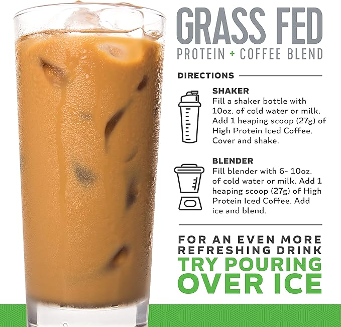 Iced Coffee High Protein Coffee Keto Friendly 18g of Protein 2g Carbs Natural Ingredients (18 Servings Vanilla Latte)