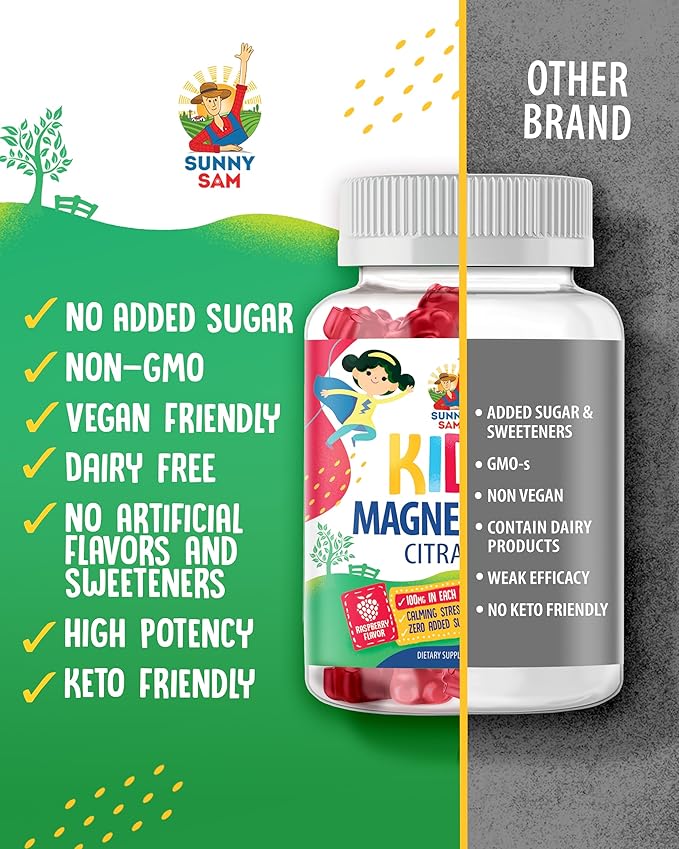Magnesium Gummies for Kids &amp Adults - 100mg - Calm Magnesium Chews - Magnesium Citrate Chewable Supplement for Mood &amp Muscle Support - Citrato de Magnesio para Niños - 2Pack