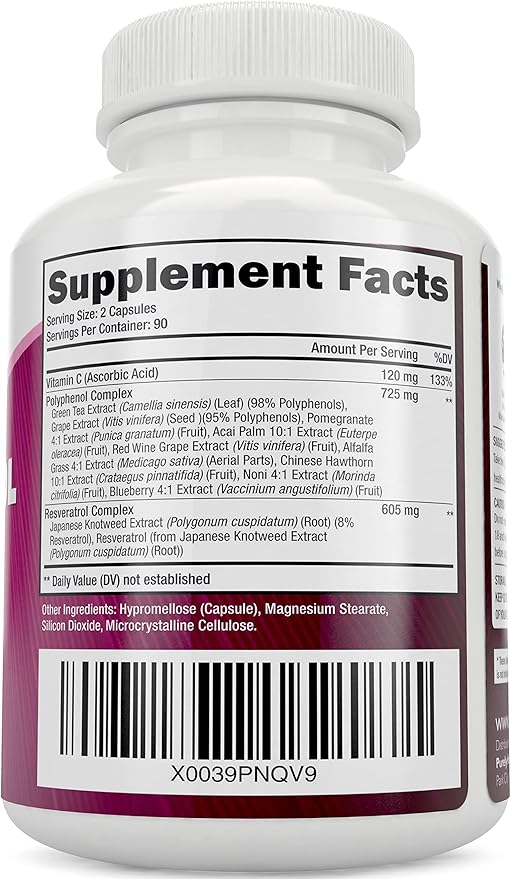 Purely Holistic Resveratrol 1450mg + Phytoceramides Skin Therapy - Vegan Bundle - 180 + 60 Capsules - Packed with Potent Antioxidants - Made in USA