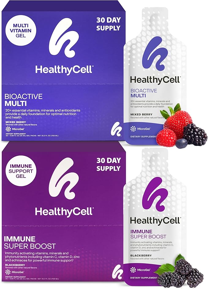 Healthycell Immune Super Boost Supplement + Bioactive Multivitamin for Women &amp Men Bundle