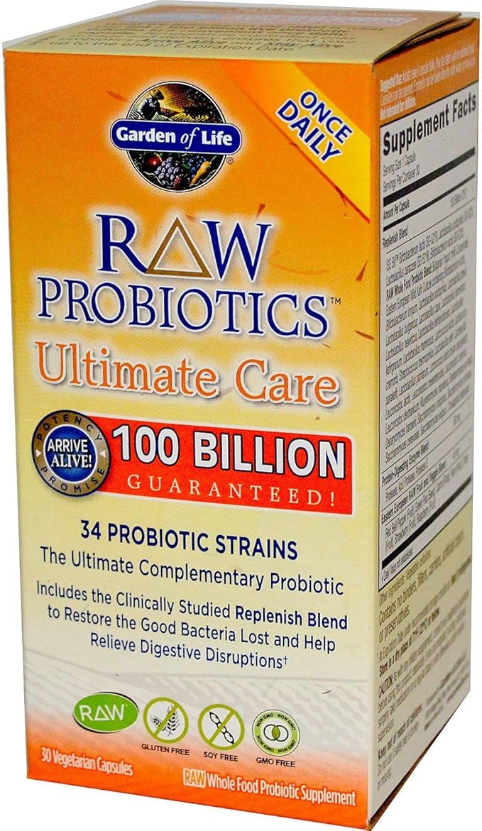 Raw Probiotics Ultimate Care a 100 Billion CFU a Once Daily (30 Vegetarian Capsules)