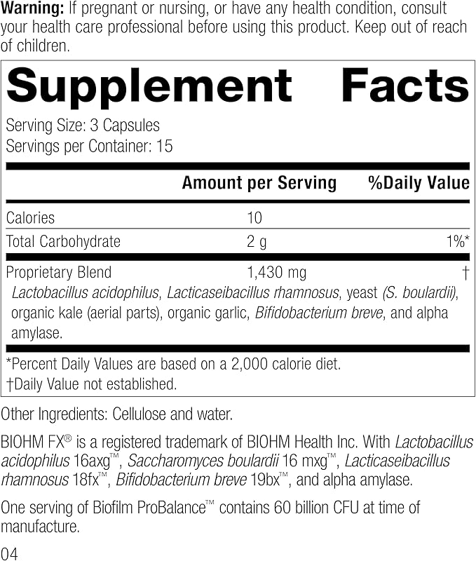 Standard Process Biofilm ProBalance - Digestive Wellness Supplement with Probiotics - Gut Health &amp Microbiome Support - Aids Intestinal Comfort - Gluten-Free &amp Vegan - 45 Capsules (15 Servings