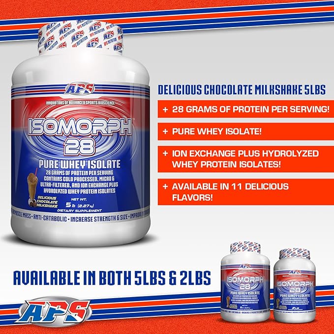 APS Nutrition Isomorph 28 Protein Powder | Pure Whey Isolate | Cold Pressed Ultra- Filtered &amp Ion Exchange Isolates | 28g Protein | 5 Pound (Chocolate Milkshake)