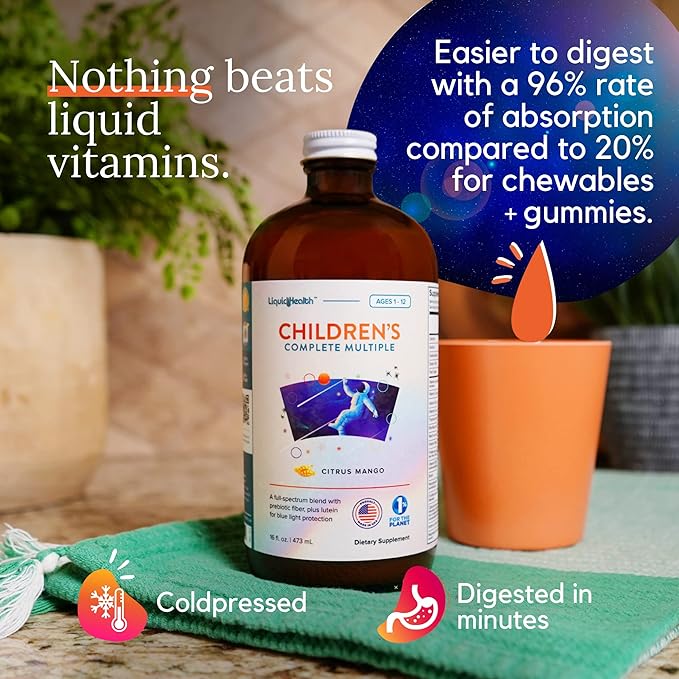 LIQUIDHEALTH Liquid Multivitamin for Kids Children and B Complex Liquid Super Energy Boost B Vitamins Supplements