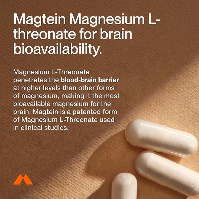 Momentous Magtein Magnesium L-Threonate - Brain &amp Rest Support Supplement - Boosts Cognitive Function &amp Sleep Quality - NSF Certified for Sport -145 mg - 30 Servings