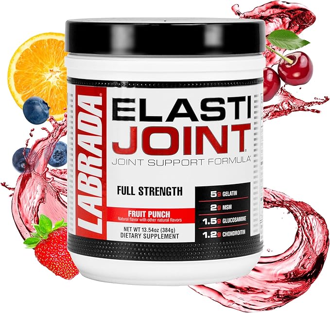 Labrada Nutrition Elastijoint Fruit Punch Glucosamine Joint Support Supplement Powder for Men &amp Women Health Supplement with MSM Glucosamine Chondroitin MSM - Gluten-Free