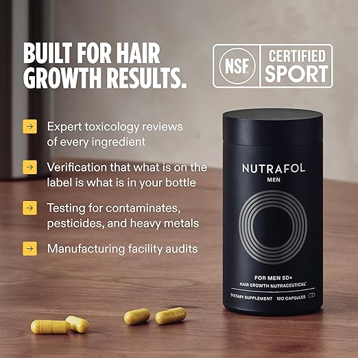 Nutrafol Men 50+ Hair Growth Supplements Clinically Tested for Visibly Thicker Hair and Scalp Coverage #1 Dermatologist-Recommended Hair Growth Supplement Brand - 1 Month Supply 1 Refill Pouch