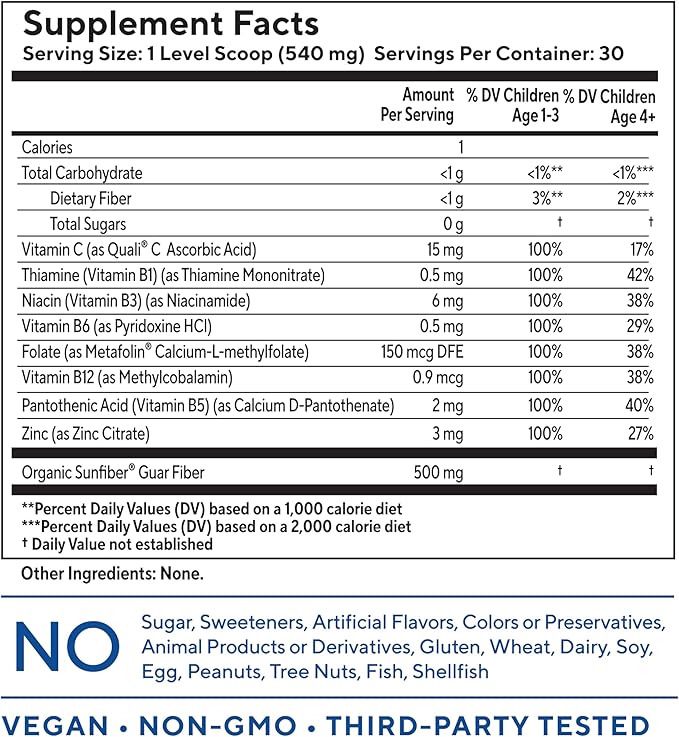 Tasteless Multivitamin Powder for Kids + Toddlers- No Sweeteners Flavors Colors or Preservatives. Add to Beverages or Food. Pure Flavorless Children's Multivitamin Supplement. 30 Servings.