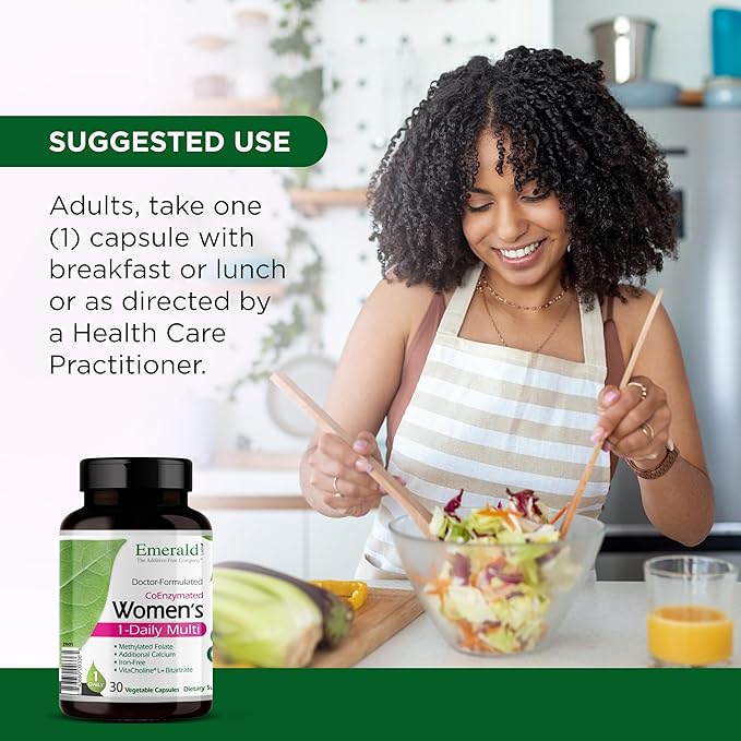 EMERALD LABS Women's 1-Daily Multi - Multivitamin for Women - Includes Calcium Zinc Vitamin B &amp More - Bone &amp Immune Support Supplement* - Gluten-Free - 30 Vegetable Capsules