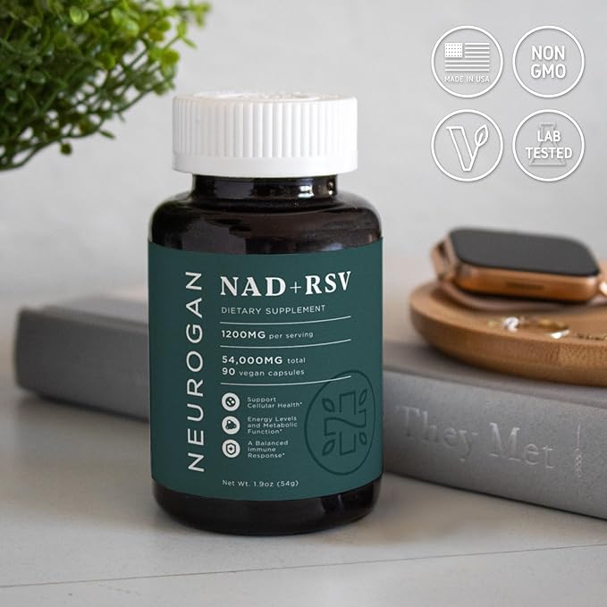 Neurogan NAD+ Resveratrol Supplement - Cellular Balance Support - 1200mg NAD+ &amp Trans-Resveratrol per Serving 90 Count