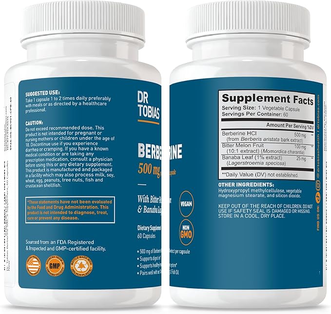 Dr. Tobias Probiotics 30 Billion CFU &amp Berberine 500 mg – Digestive &amp Metabolic Wellness Bundle