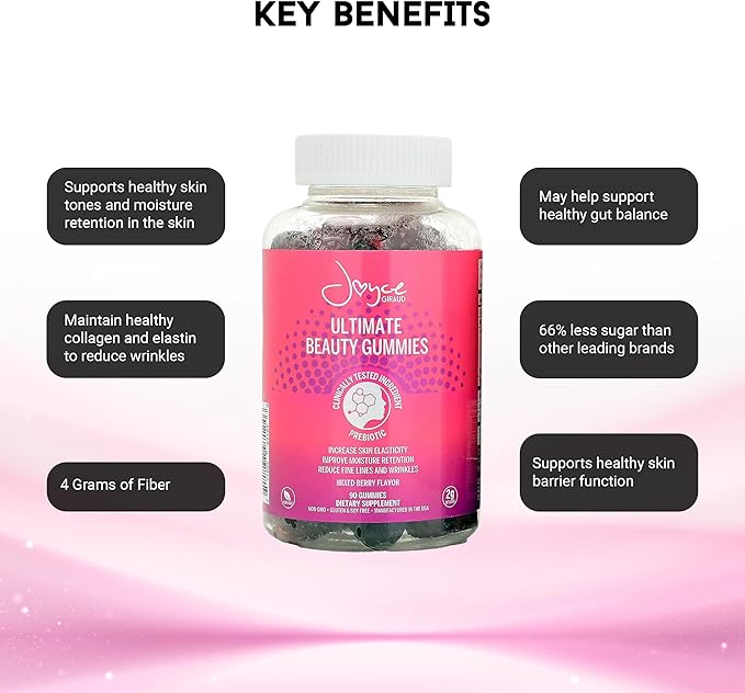 Joyce Giraud Ultimate Beauty Gummies 60-Day Supply Supports Skin Hydration &amp Healthy Skin Tone 180 Gummies