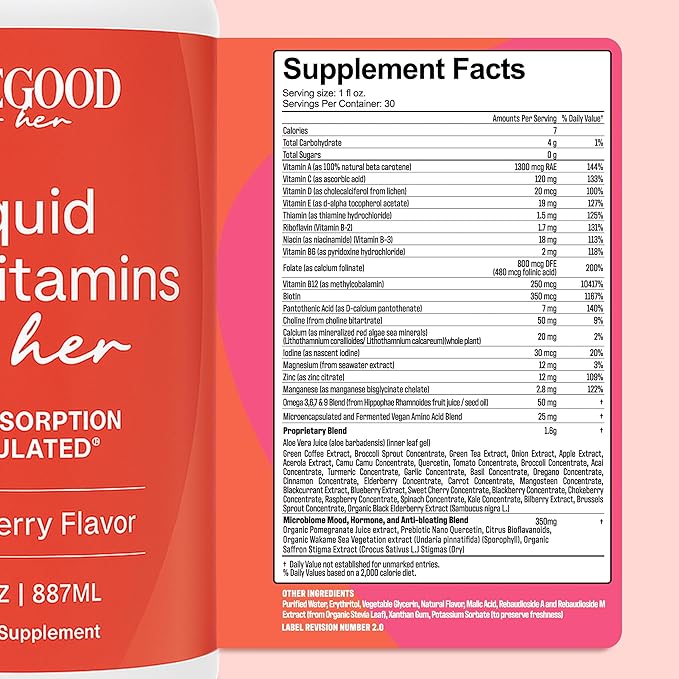 Women’s Liquid Multivitamin | 2 Pack | 30 Fl Oz Each (30 Servings) | 70+ Nutrients Superfoods &amp Omegas | Made in USA | Vegan Non-GMO Sugar Free | Mixed Berry