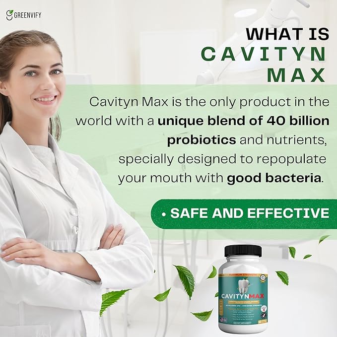 Cavityn Max Probiotic Supplement 40 Billion CFU 60 Capsules Digestive Health Support (5)
