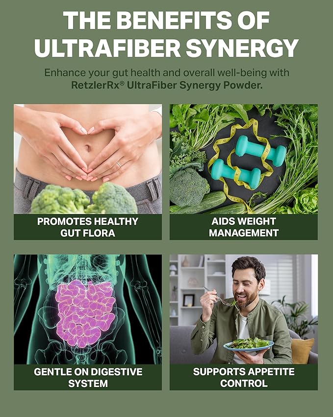 HormoneSynergy Ultra Fiber Lean Powder Supplement - Natural Soluble Propolmannan for Satiety &amp Digestive Health - Prebiotic Fiber for Bowel Regularity - Gluten-Free Non-GMO Formula