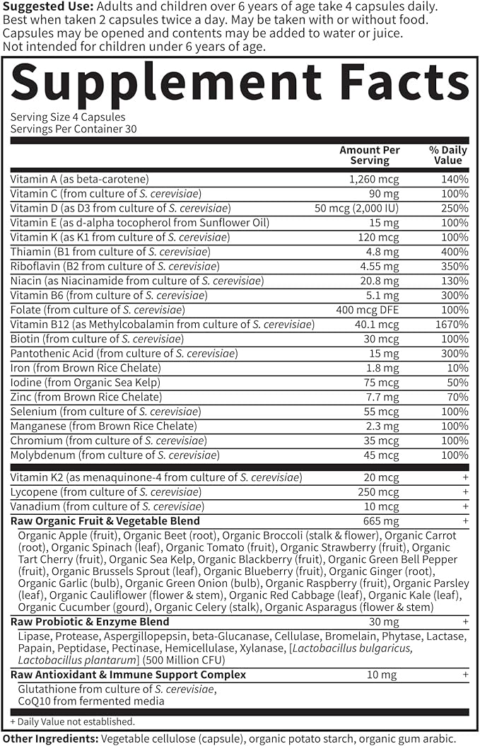 Garden of Life Multivitamin for Women MenKids Age 6 &amp up Vitamin Code Family Multi120 Vegetarian Capsules Whole Food Vitamins Food Blend &amp Probiotics Gluten Free Dietary Supplements (Pa