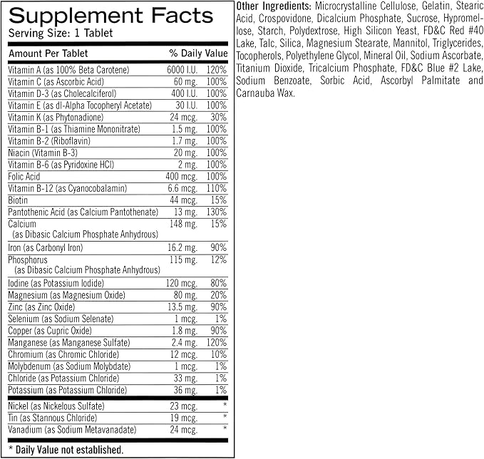 Geritol Multi-Vitamin Nutritional Support Tablets Balance of 26 Essential Vitamins and Minerals 100-Count Bottles (Pack of 2)