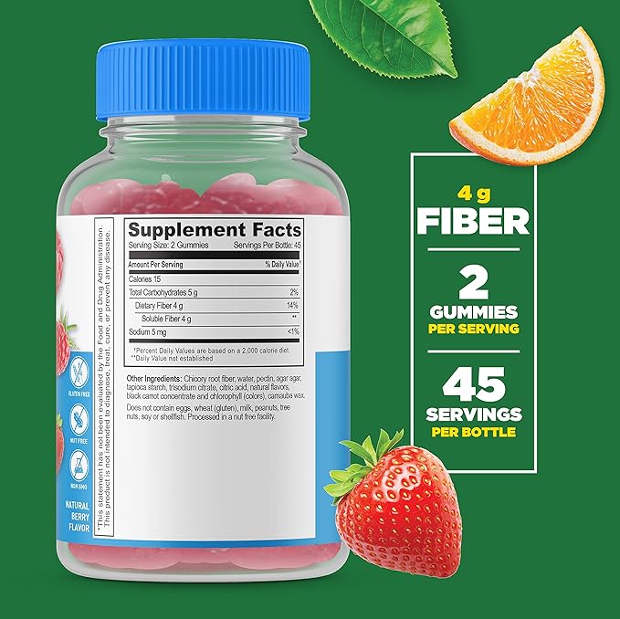 Lifeable Sugar Free Vitamin B12 + Prebiotic Fiber Gummies Bundle - Great Tasting Vitamin Supplement Gluten Free GMO Free Chewable Gummy