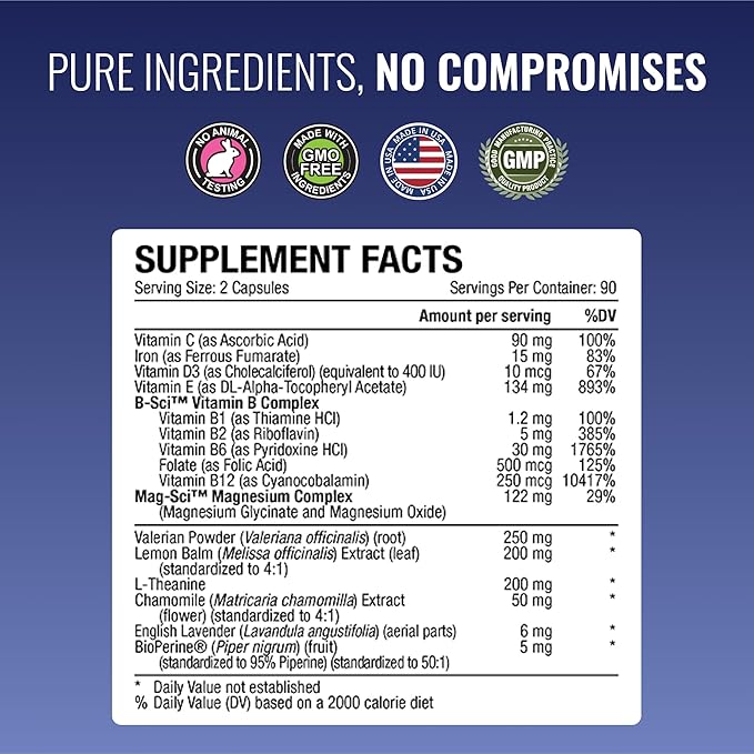 Approved Science Restlex - 420 mg Magnesium Glycinate Blend L-theanine 200 mg - 180 Capsules - 1 Bottle
