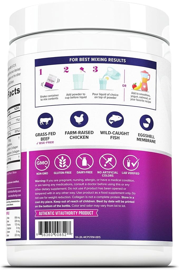 Multi Collagen Peptides Powder for Women - Hydrolyzed Flavored Collagen Powder for Women with Types I II III V &amp X Vitamin C &amp Hyaluronic Acid for Hair Skin and Nails (Pink Lemonade) - 30 Serv