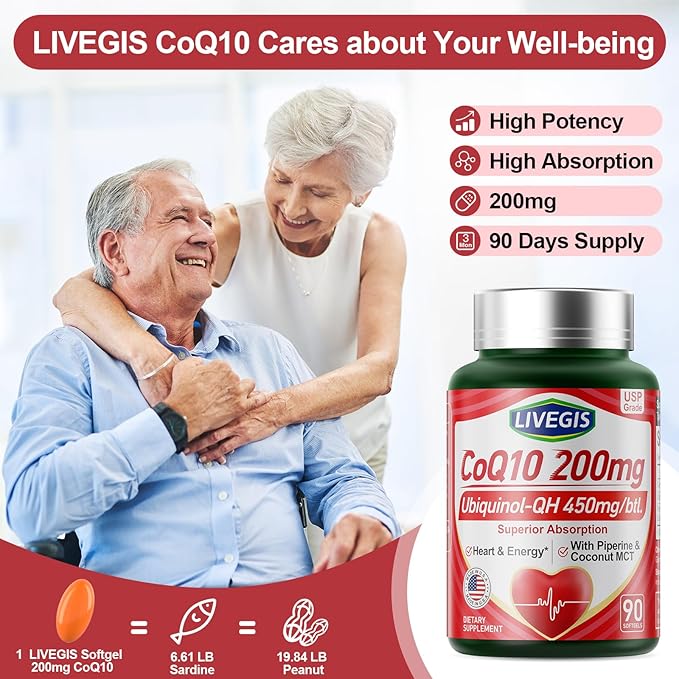 CoQ10 200mg Softgels Ultra CoQ10 Ubiquinone 200mg with Coconut MCT Oil 5X Superior Absorption Coenzyme Q10 Ubiquinol and Supplements - 90 Counts * 3 Packs