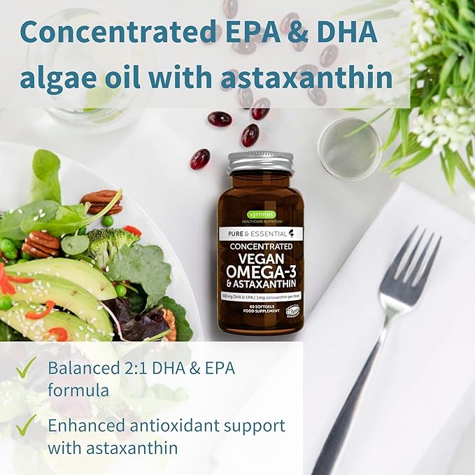 Vegan Omega-3 + Super B12-Complex 1000mcg Vegan Bundle Sustainable EPA &amp DHA Algae Oil 1340mg + High Absorption Sublingual Vitamin B12 With Methylcobalamin Adenosylcobalamin &amp Hydroxocobalam