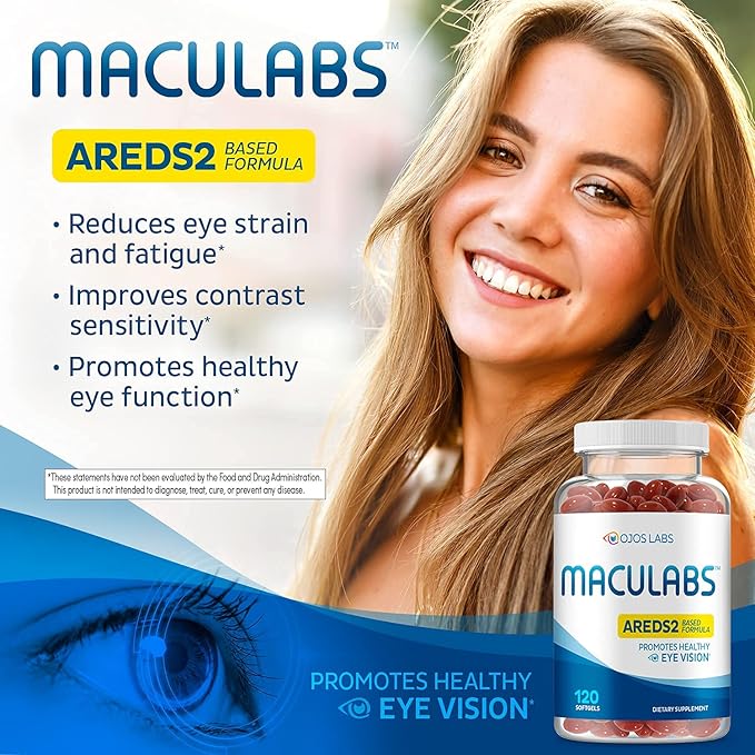 Eye Vitamins - AREDS 2 Based Formula - Eye Vitamin with Lutein &amp Zeaxanthin for Macular Health - Vision Supplements for Adults - 120 Softgels Support &amp Care for Eyes - Made in USA