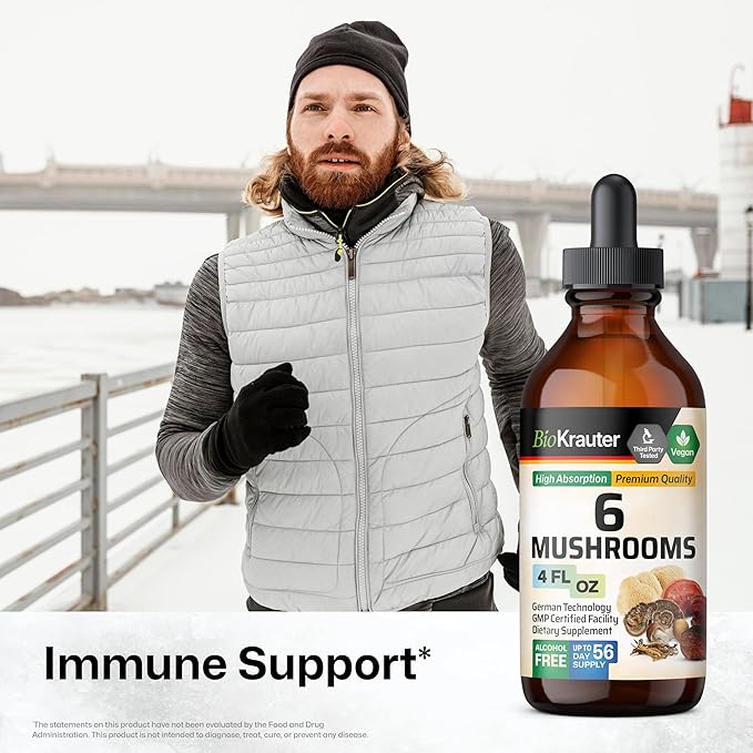 BIO KRAUTER CoQ10 90 Gummies &amp 6 Mushrooms Tincture 4 Fl. Oz.