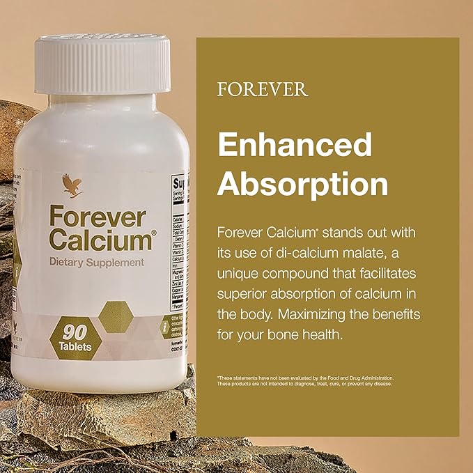 Forever Living - Forever Calcium® - Optimal Bone Health Support - Gluten-Free - Di-Calcium Malate Blend Vitamin D Magnesium and Zinc - 90 Tablets