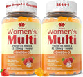 Womens Multivitamin Gummy with Omega 3（DHA/EPA) Vitamin D3 K2 Calcium Inositol Daily Womens Vitamin A C E B Complex L-MethylFolate Methyl B12Sugar Free Methylated Multivitamins Minerals 120Cts