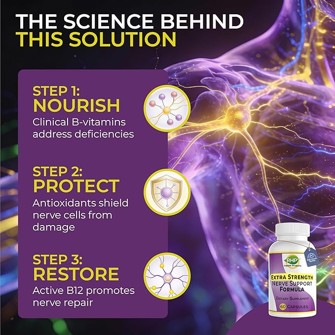Extra Strength Nerve Support Formula for Nerve Repair and Regeneration. 60 Capsules