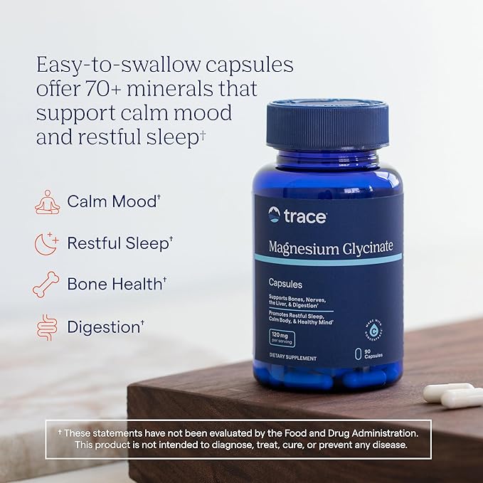 Trace Minerals Magnesium Glycinate - Gentle Magnesium Glycinate Supplement for Healthy Sleep &amp Relaxation Support - Healthy Mind &amp Energy - Vegan - Gluten-Free - 90 Count (90 Servings) (Pack o
