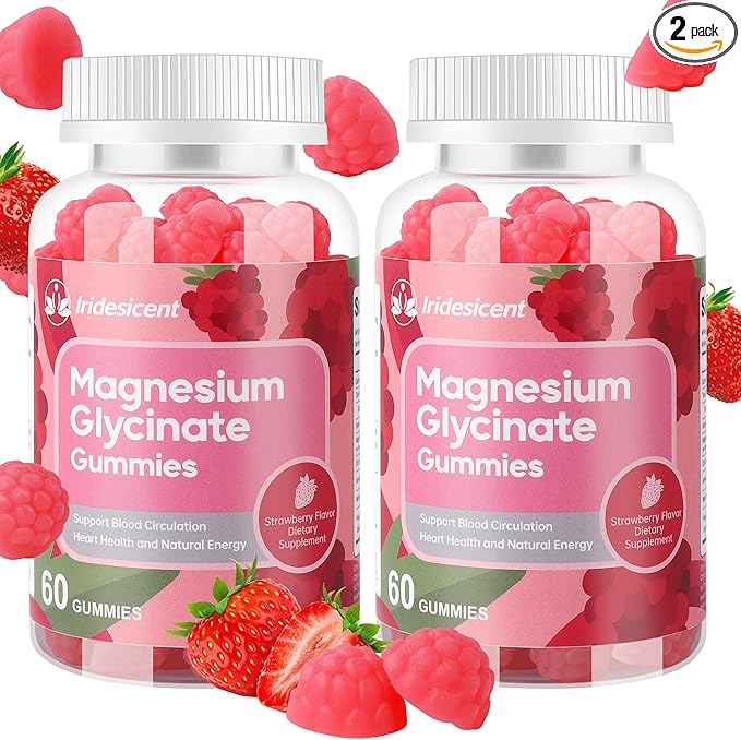 Magnesium Glycinate Gummies 400mg Sugar Free Magnesium Supplement w/Ashwagandha Zinc Vegan Magnesium Glycinate Supplement for Adults - 120 Strawberry Gummies