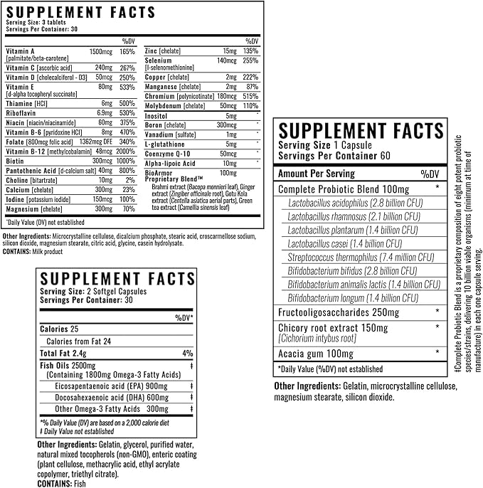 Wilderness Athlete - The Good Stuff | Daily Vitamin Pack - Multivitamin for Women &amp Men - Vitamin Packs for Men &amp Women Health - Supplement Probiotics Omega-3 Fish Oil &amp Multivitamins wi
