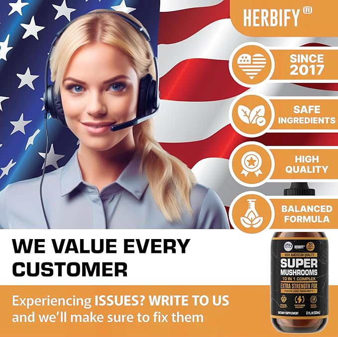 Mushroom Supplement - Lions Mane Reishi Cordyceps Chaga Turkey Tail Inulin &amp More Mushrooms For Immune Support Energy - Premium Nootropic Brain Supplements For Memory And Focus - Made in USA 2 FL