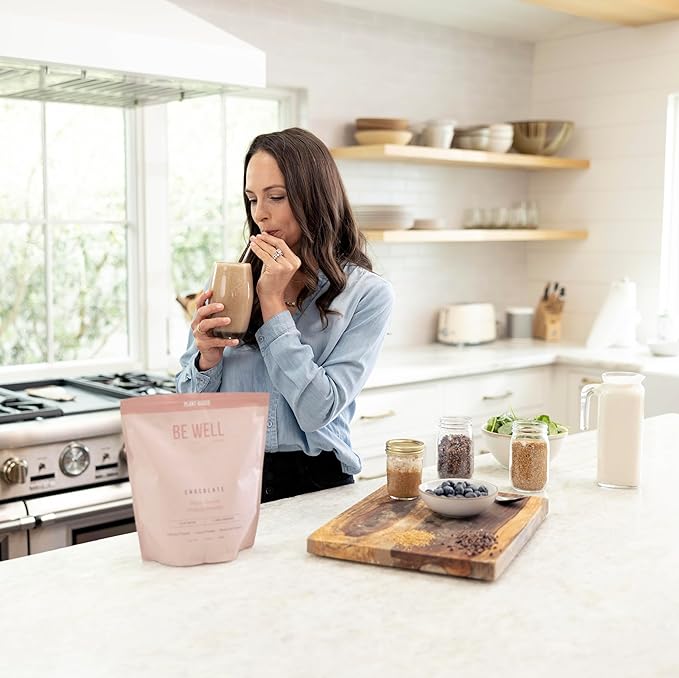 Be Well by Kelly Chocolate Plant-Based Protein Powder Vegan 21G Protein 9G Fiber 1 NetCarb (3 Ingredients 20 Servings) 9 Amino Acids 3 BCAAs No Soy No Dairy Stevia-Free No Sugar Added 1.85lb 840g