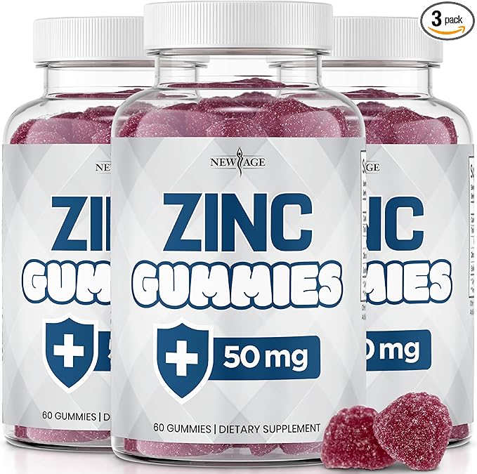 NEW AGE Zinc Gummies - 50mg Zinc Supplement Immune Supplement Antioxidant Non-GMO (180 Count (Pack of 3))