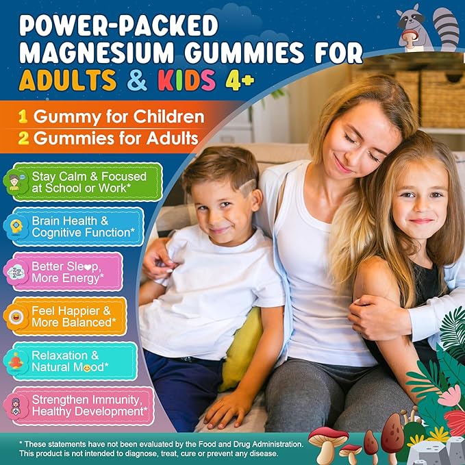 Calm Focus Magnesium with Omega 3 Gummies Age 4+ &amp Kids Multivitamin Gummies