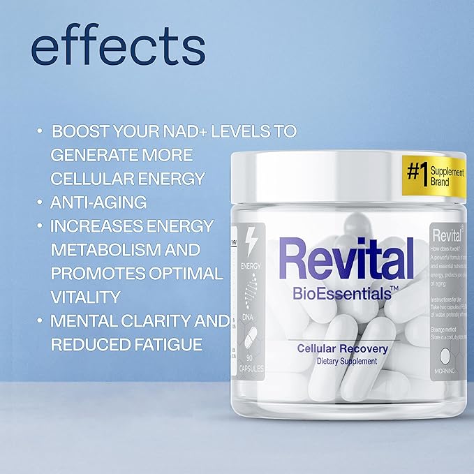 Revital® – Focus and Energy Supplement with NAD+ Complex Resveratrol &amp Shilajit – Advanced Energy Supplements for Women and Men for Mental Clarity Cellular Energy &amp Vitality