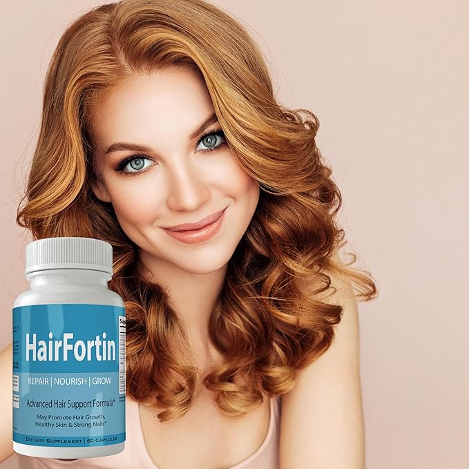 Hairfortin Advanced Hair Growth Vitamins and Minerals - Extra Strength Formula for Hair Skin and Nails with Biotin - Gluten Free 60 Capsules