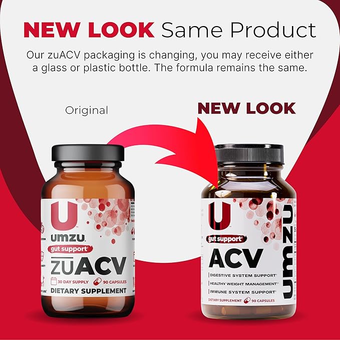 UMZU zuACV Apple Cider Vinegar + Prebiotics Supplement (30 Day Supply) – ACV &amp Inulin Fiber Blend – Gut Health Support with ACV Capsules for Daily Digestive Health &amp Wellness Balance Formula